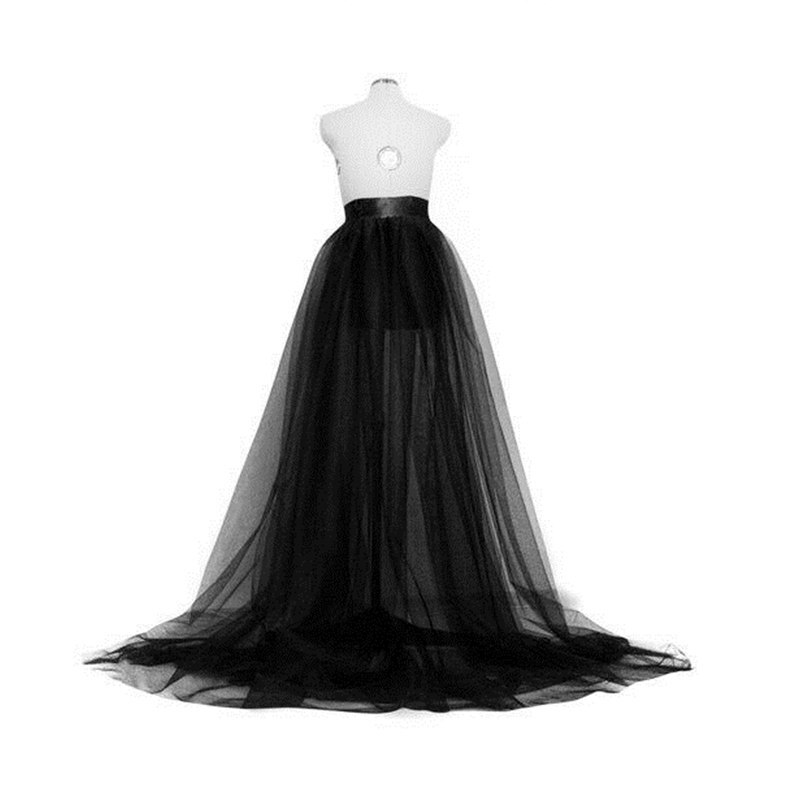 Vestido largo bohemio de gasa para mujer, faldas largas de tul con cordones, de cintura alta, para , boda y graduación: Negro
