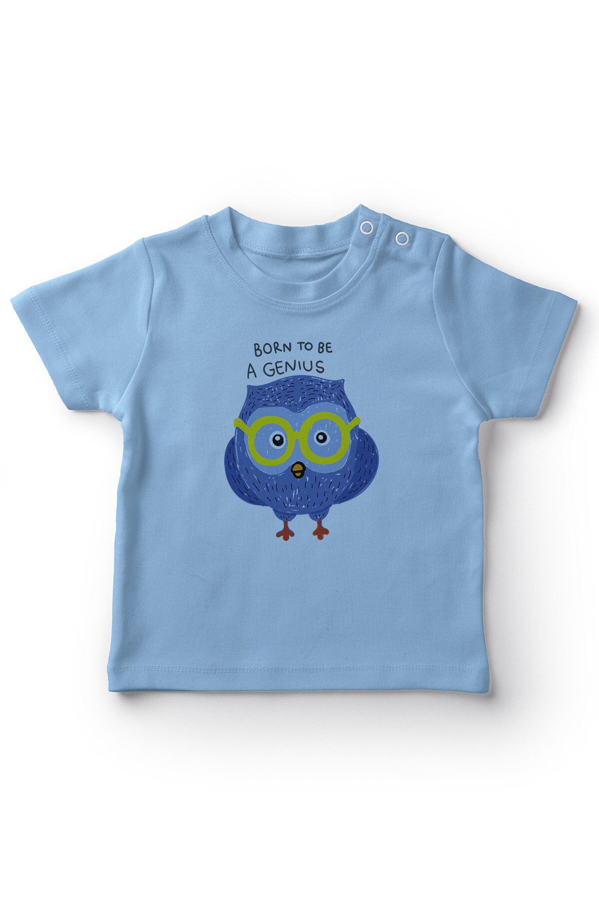 As A Genius Angemiel Doğmak Owl Boys Baby T-Shirt Blue