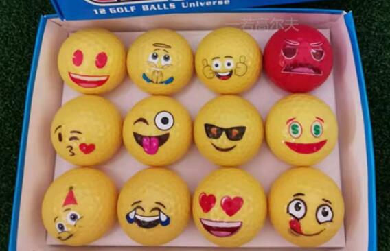 Pelota de Golf con cara sonriente de dibujos animados, doble capa, práctica