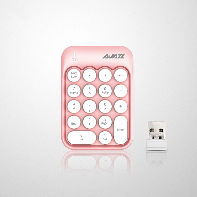 2.4G Wireless Numeric Keyboard Keypad For Laptop Macbook Computer Mini 18keys Digital Number Keyboard Slim Numpad For Office: pink