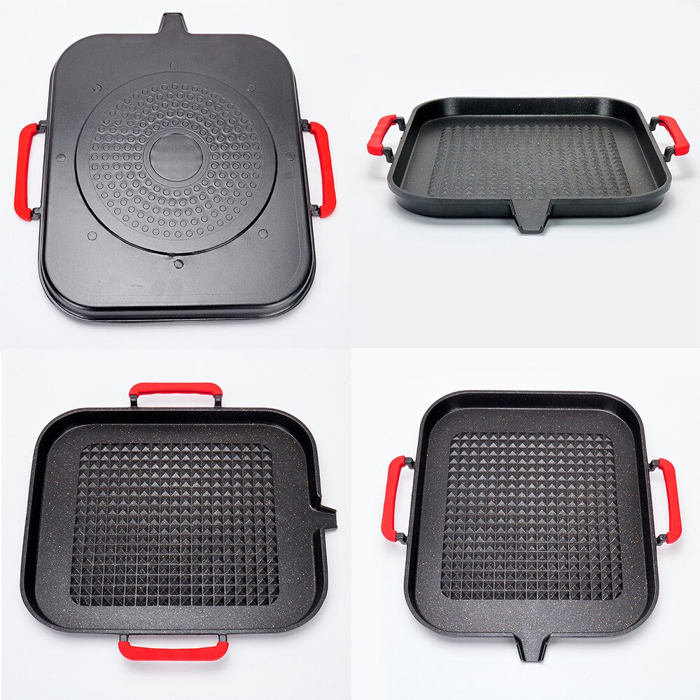 Barbecue Grill Lade Aluminiumlegering Barbecue Koekenpan Plaat Non-stick Vierkante Koreaanse Bbq Lade Keuken Koken Kookgerei Camping