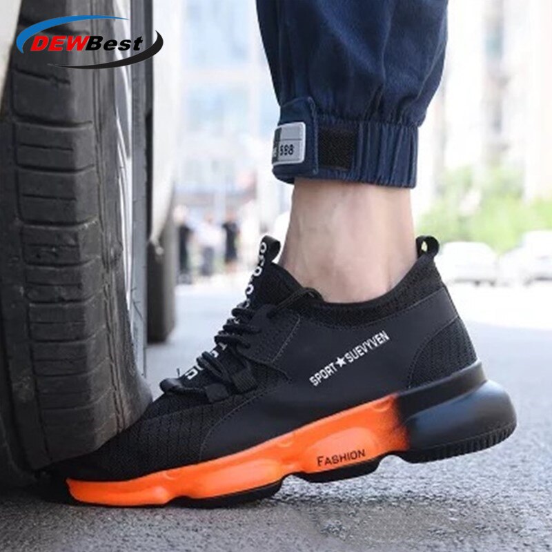 Men Safety Work Shoes Boots Male Breathable Construction Work Shoes Steel Toe Indestructible Safety Work Boots