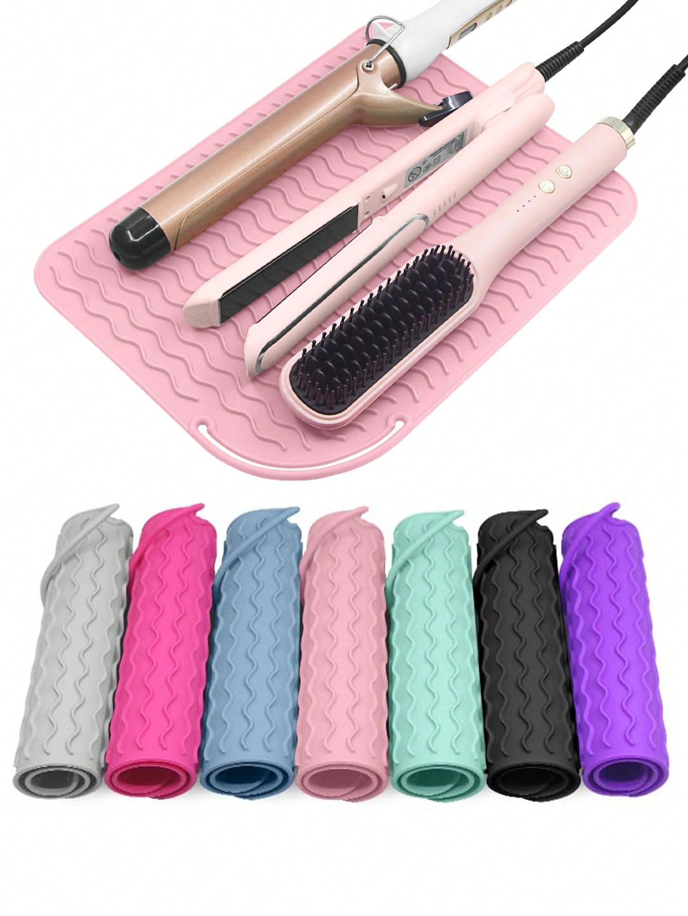 Tapis en Silicone résistant à la chaleur, grande taille, Portable, outils chauds de voyage, housse pour fer à friser, fer plat, lisseur de cheveux