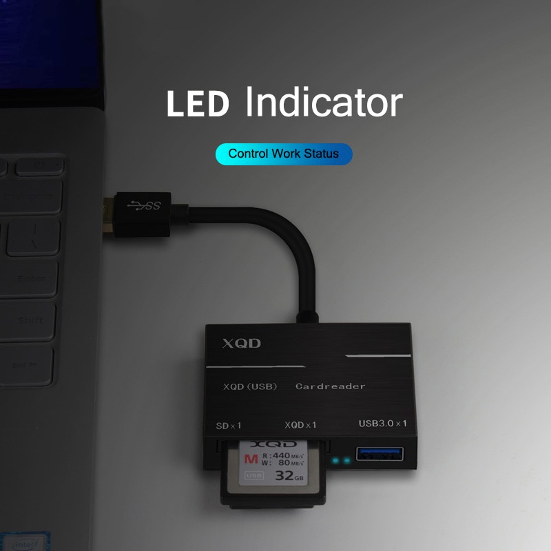 Alt-i-et xqd sd-kortlæser op til 500mb/ s højhastigheds xqd 2.0 usb 3.0 hub kamera kit adapter til sony m/g series nikon  d4/d5/d500