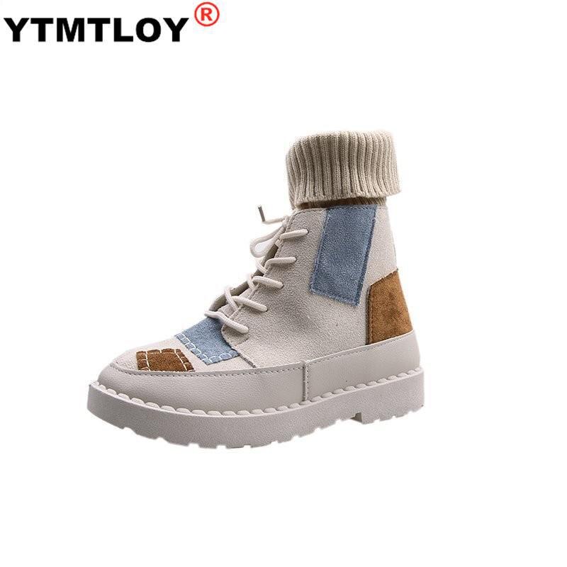 Høst og vinter eksplosjoner semsket lerret fargematchende vill high-top ull munnstøvler damesko 3 farger damestøvler: Beige / 40