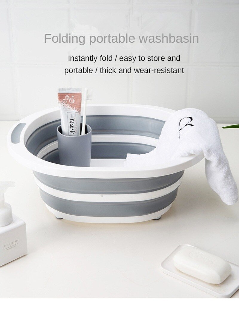 Kitchen household basin portable multifunctional folding washbasin fruit and vegetable clothing storage basin cutting board