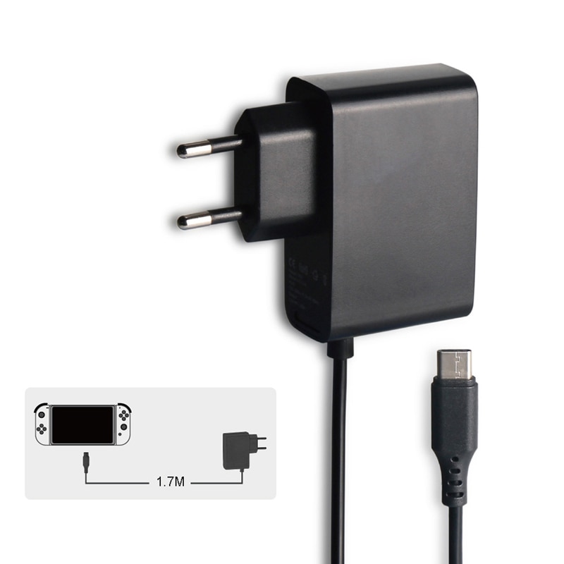 Fonte de alimentação para nintendo switch, adaptador com tomada da ue para carregador de parede