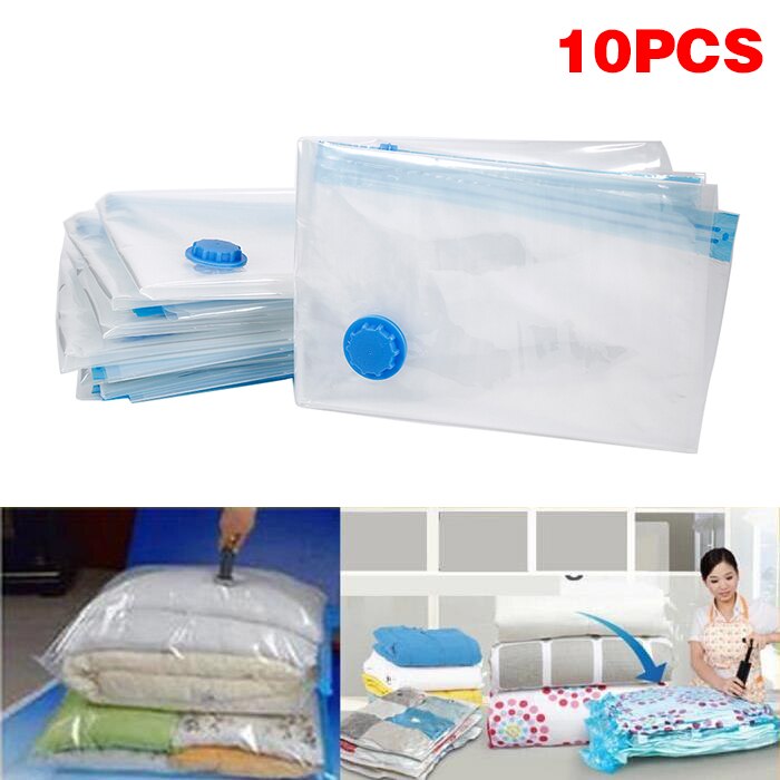 Sac de rangement sous vide pratique, sac de rangement pour vêtements transparents à domicile, sacs de voyage compressés pour gagner de l'espace HWC,: Default Title