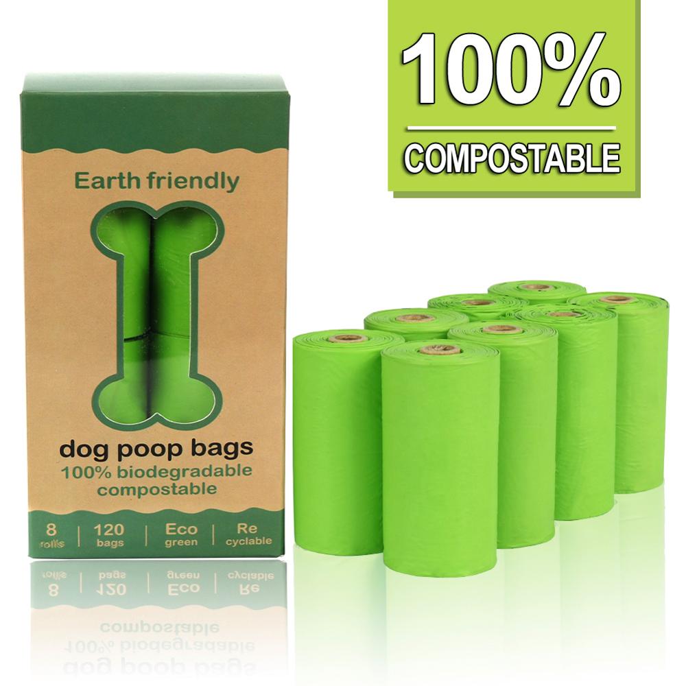 Bolsa Biodegradable de almidón de maíz para caca de perro, bolsas de basura compostables para residuos de perro, 100%: Default Title