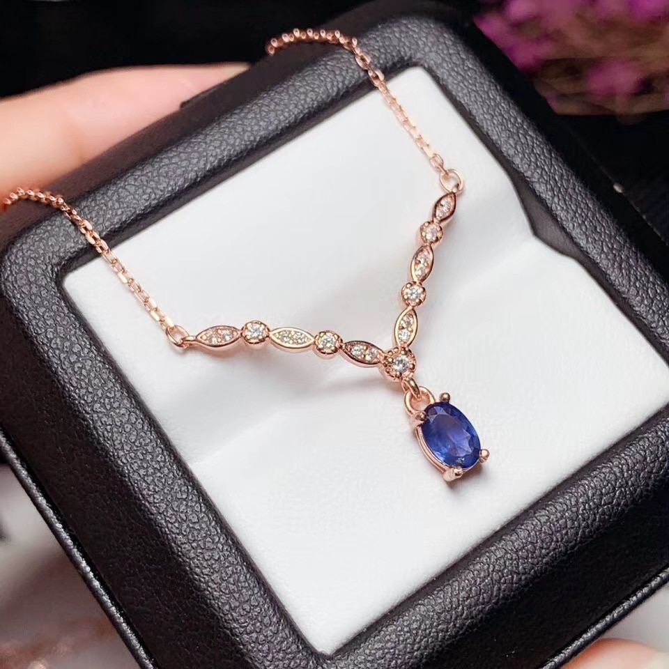 KJJEAXCMY boutique jewelry 925 sterling silver inlaid Natural sapphire Women's pendant necklace supports detection popular