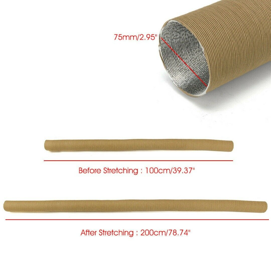 75mm Heater Duct Pipe Air Ducting 10025 For Webasto Diesel Heater Aluminum Corrosion & Flame Resistant