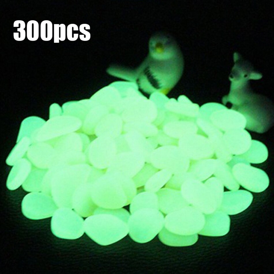 300pcs Tuin Glow in The Dark Lichtgevende Pebbles voor Loopbruggen Aquarium Planten Lichtgevende Stenen Tuin Accessoires: green