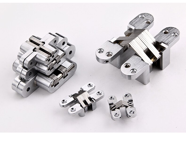 2PCS 304 Stainless Steel Hidden Hinges Seven Size Invisible Concealed Folding Door Hinge For Kitchen Furniture Hardware