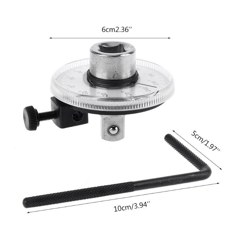 1/2" Drive Torque Angle Gauge Automatic Rotation 360° Protractor with Wrench