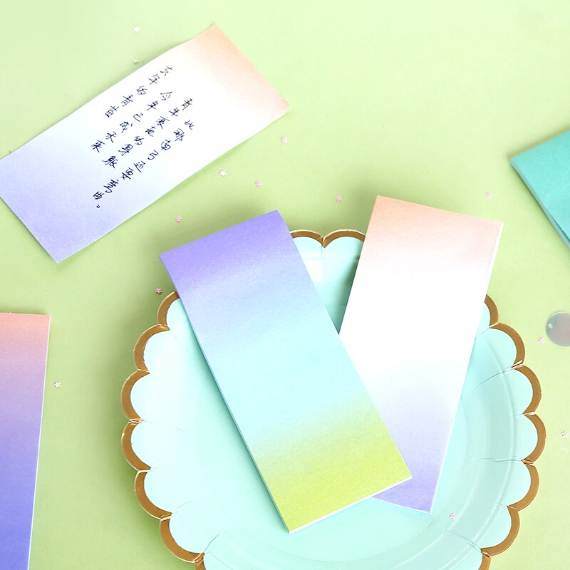 Gradient Color Sticky Notes Long Strip Notepaper Message Sticker Tearable Large Note Paper Office Student Stationery