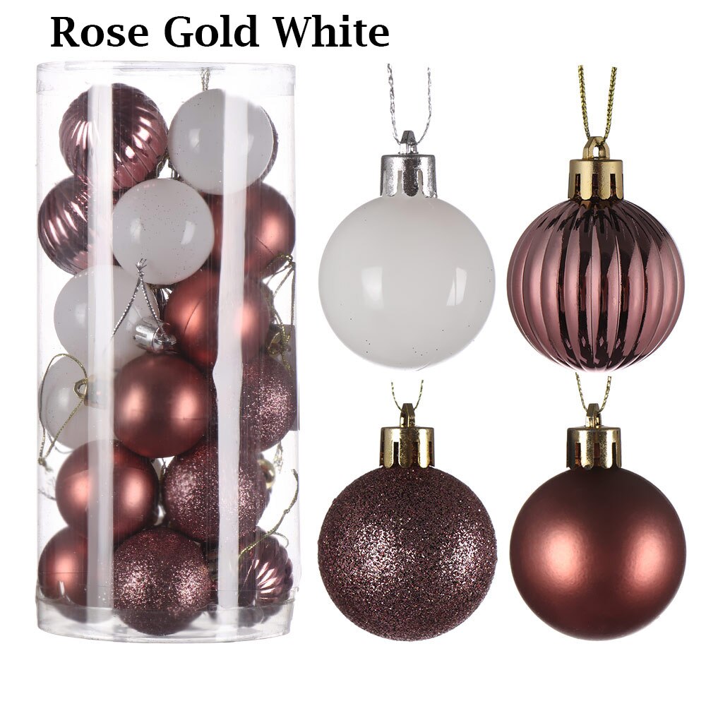 24Pcs 4cm Gold Pink Champagne Red Metallic Christmas Balls Year Christmas Tree Hanging Balls Xmas Home Decor: mixed 5