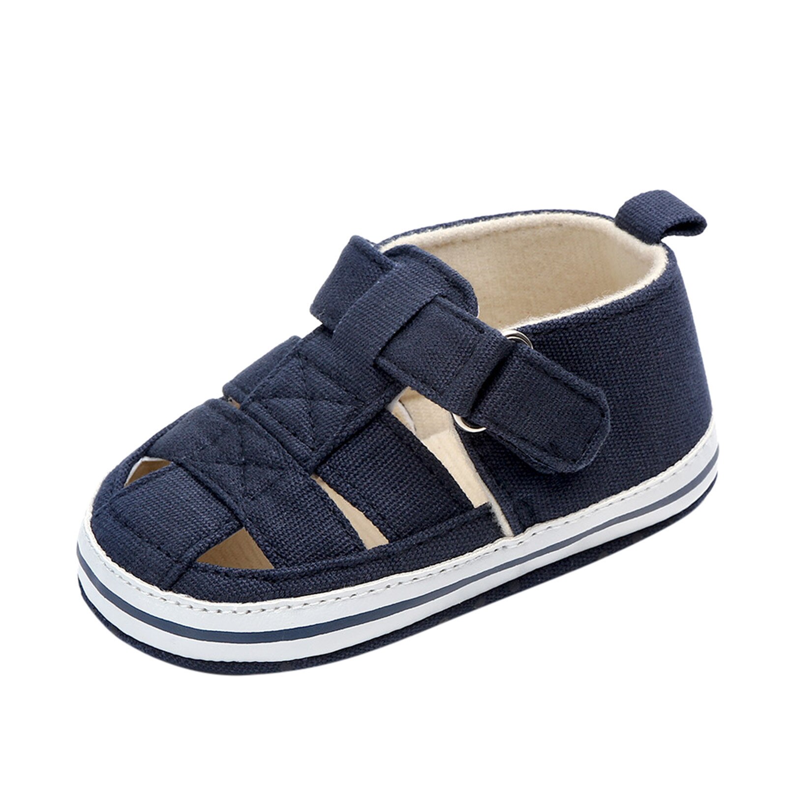 Sandali scarpa First Walker antiscivolo neonato ragazzi bambini bambino estate scarpe da presepe morbide Prewalker sandali traforati antiscivolo: Dark Blue / 13