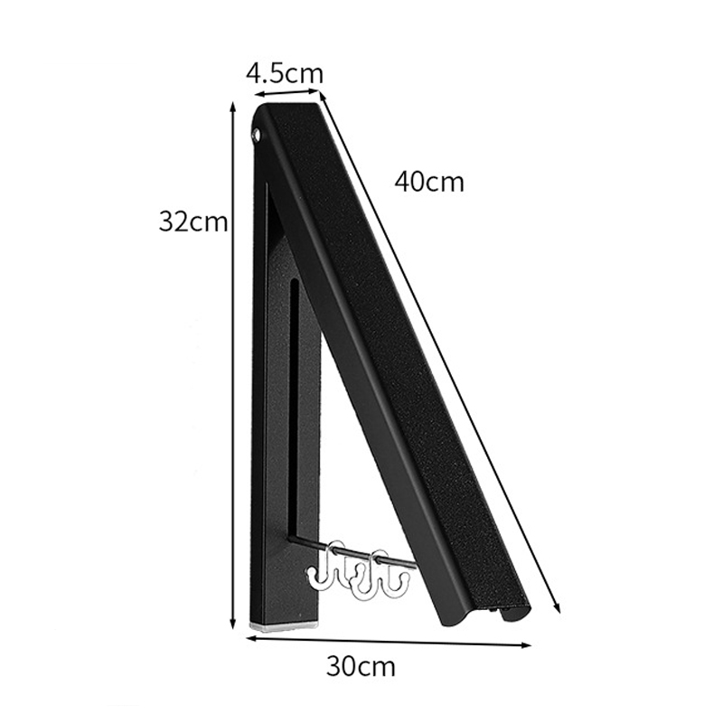 Huishoudelijke Draagbare Vouwen Kleerhanger Muur Gemonteerde Badkamer Droogrek Intrekbare Onzichtbare Kleding Rail Droogrekken: Black single