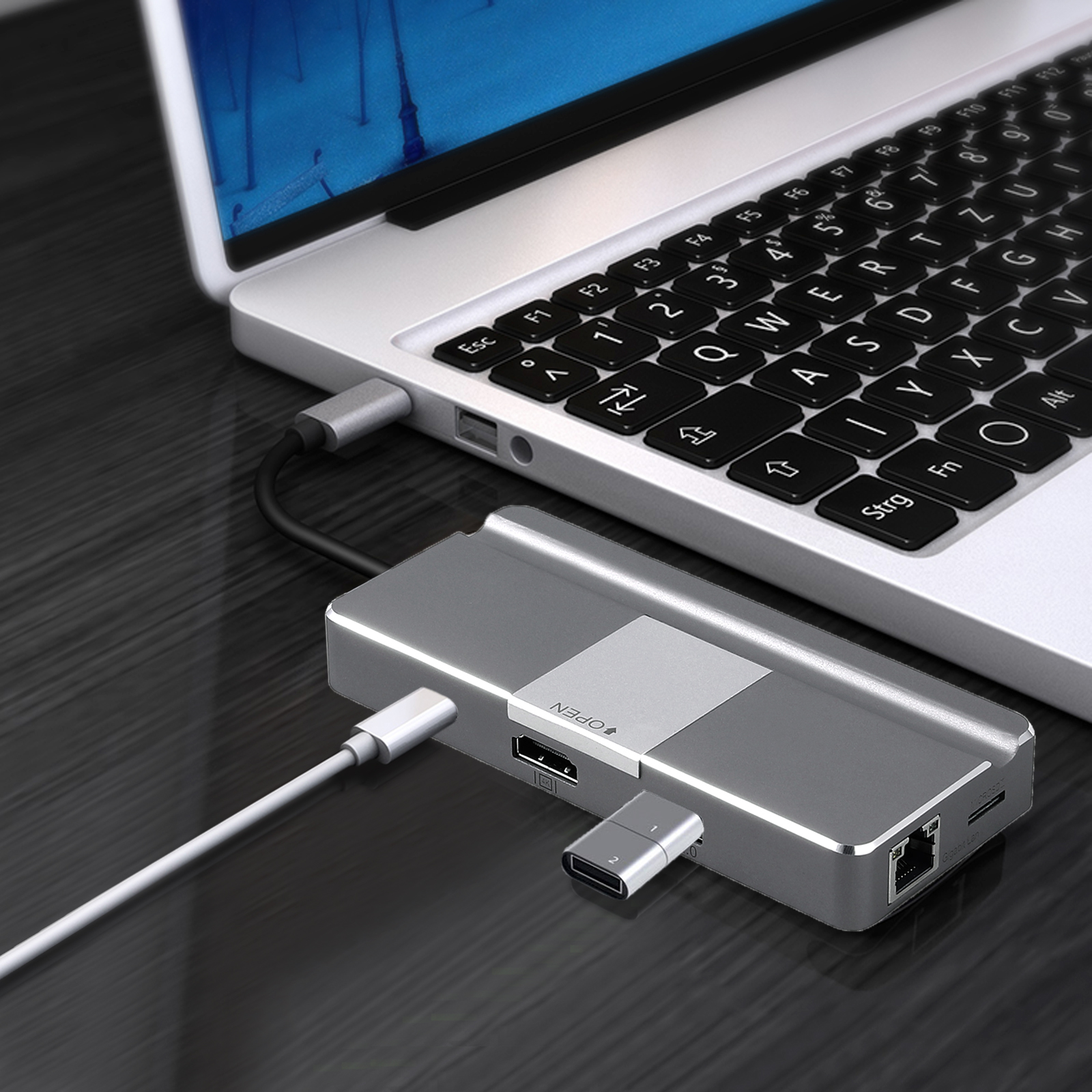 Proster Usb C Hub Adapter 8-In-1 Voor Type C Hub Met Ethernet Poort 4K Usb C Naar Hdmi 2 Usb 3.0 Poorten