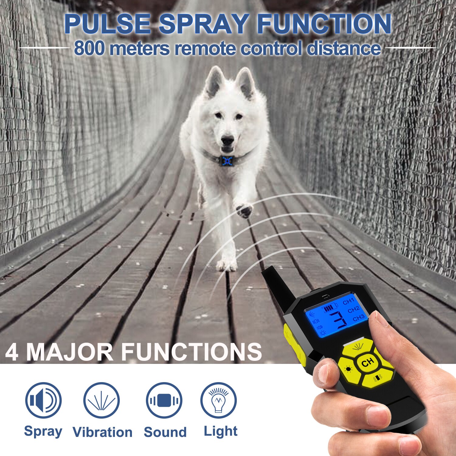 Touch Schakelaar Hond Blaf Set Pet Training Collar Waterdichte Digitale Display Afstandsbediening Oplaadbare Ontvanger