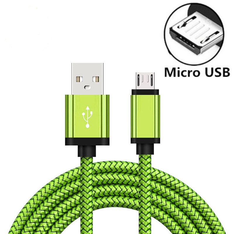Câble Micro USB 2,4a pour recharge rapide et transfert de données, cordon de chargeur pour téléphone Huawei Y7P Y6P Y5P P Smart Honor 9A 9C 9S 8A 8S: Green