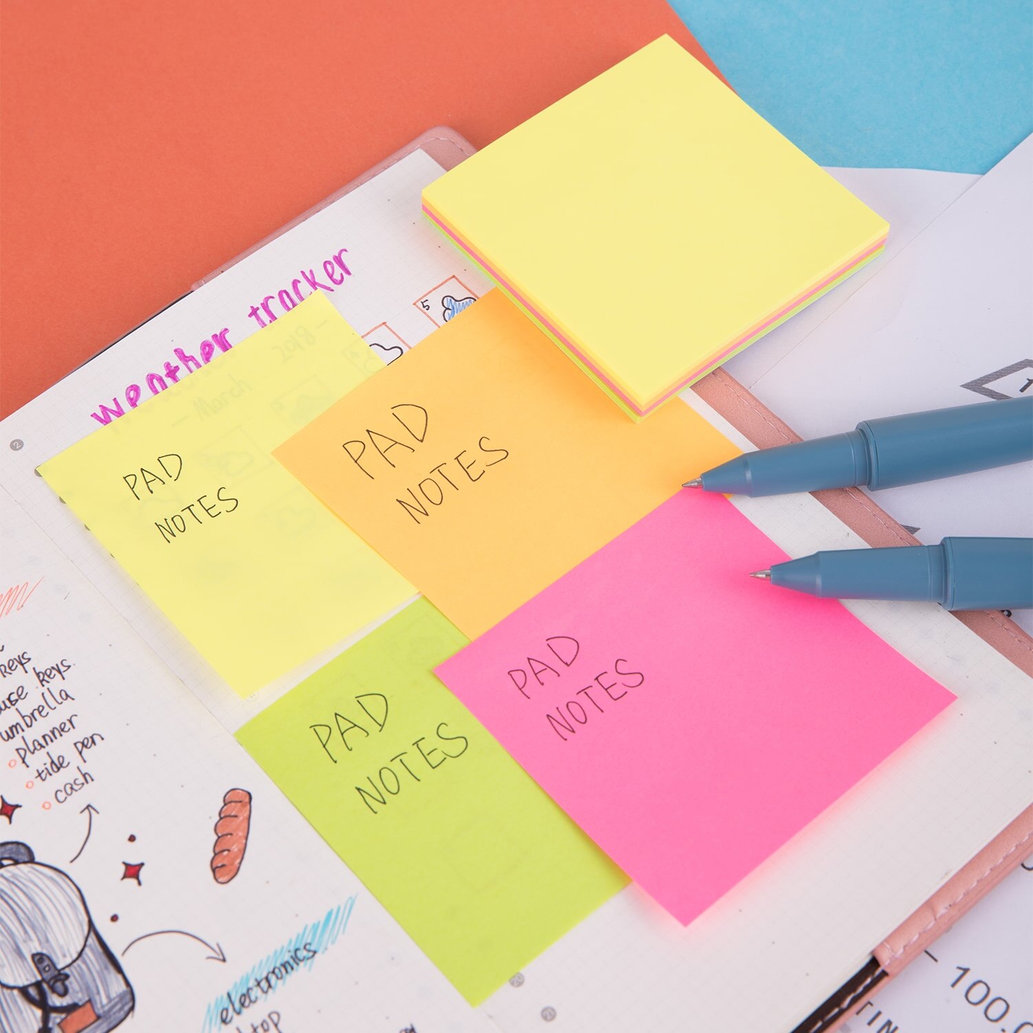 Deli EA02602 Pad Notities 3 "* 3" Sticky Notes 4 Neon Kleuren Memo Pads Post Het Sterke Lijm 4*25 Vellen Kantoor Schoolbenodigdheden