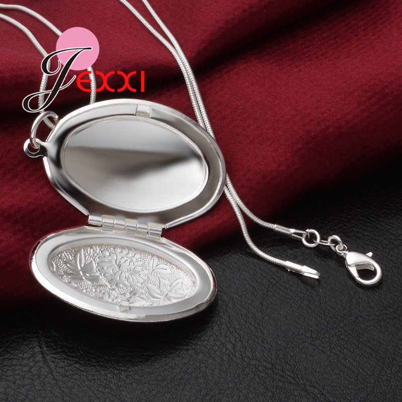 Vintage Photo Locket Necklace 925 Sterling Silver Jewelry Pendant Necklace Women