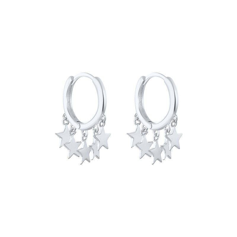 CANNER-Pendientes colgantes de estrella y Luna para mujer, de Plata de Ley 925, Piercing Huggie, Pendientes redondos, joyería: shape 7 silver