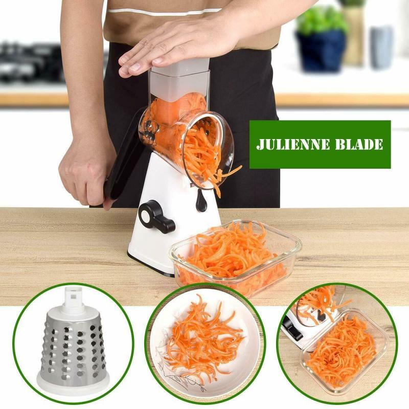 1pc Multifunction Food Slicer Manual Safety Food Processor Vegetable Potato Roller Cutter Chopper Stainless Steel Blades Kitchen
