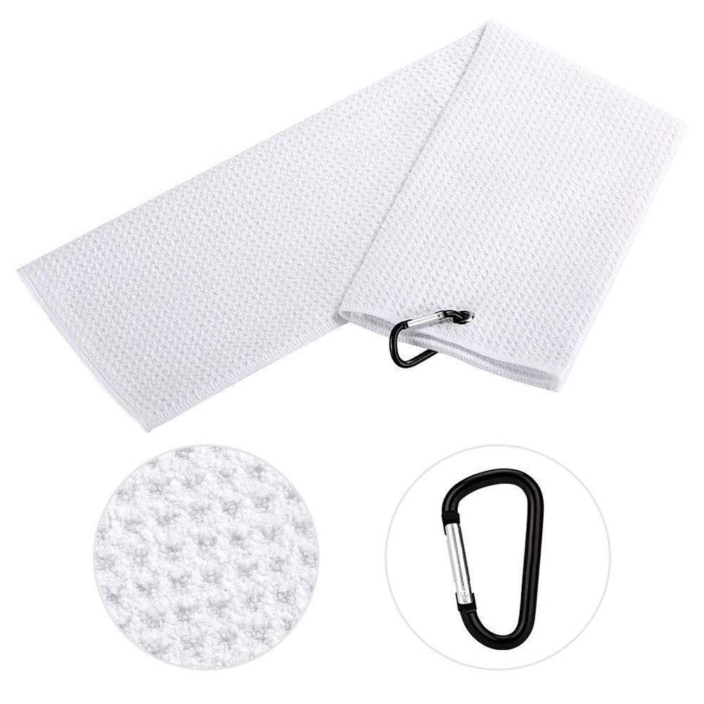Golf Towel Waffle Pattern Cotton With Carabiner Cleaning Towels Cleans Hook Balls Microfiber Clubs Hands B0F2