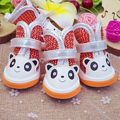 Cute Panda Pet Shoes For Puppies Little Small Dogs Summer Breathable Cat Boots Footwear Accessories For Yorkshire Products: Orange / 4