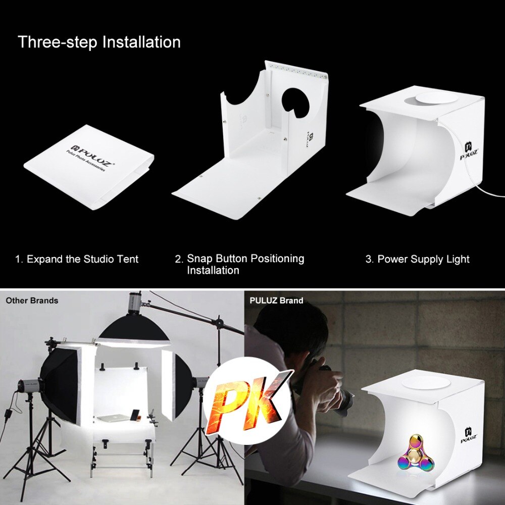 20*20cm Mini Folding Studio Diffuse Soft Box Lightbox LED Light Black White Photography Background Photo Studio box
