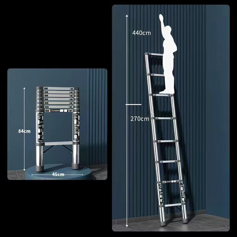 Portable Stainless Steel Telescoping Ladder, Multi-Function Extendable Adjustable Step Ladder Ideal for Home and Garden Use: Red