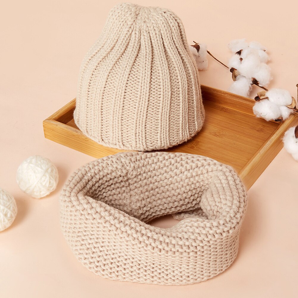 Dejlige baby børn dreng pige garn strikket vinter varm beanie cap hat tørklæde sæt
