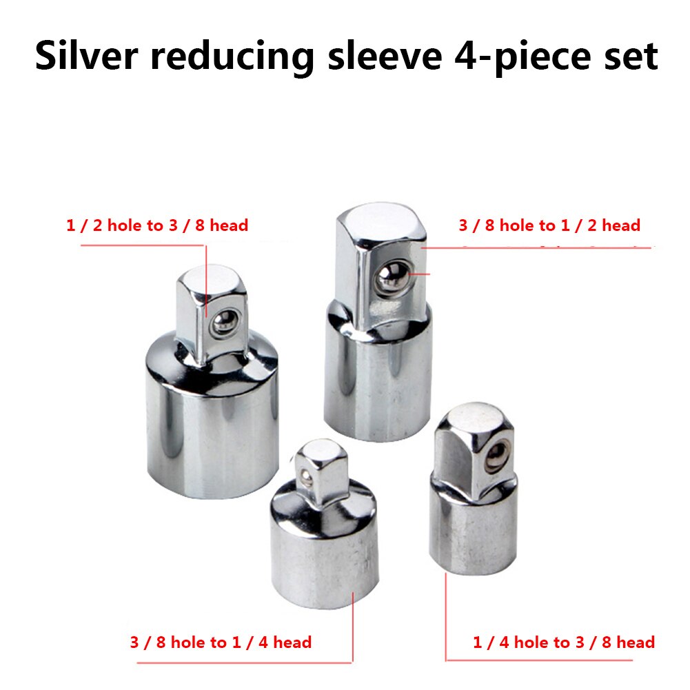 4pcs Drill Socket Adapter 1/4 3/8 1/2 Converter Reducer Air Impact Craftsman Socket Quick Release Screwdriver Holder Socket