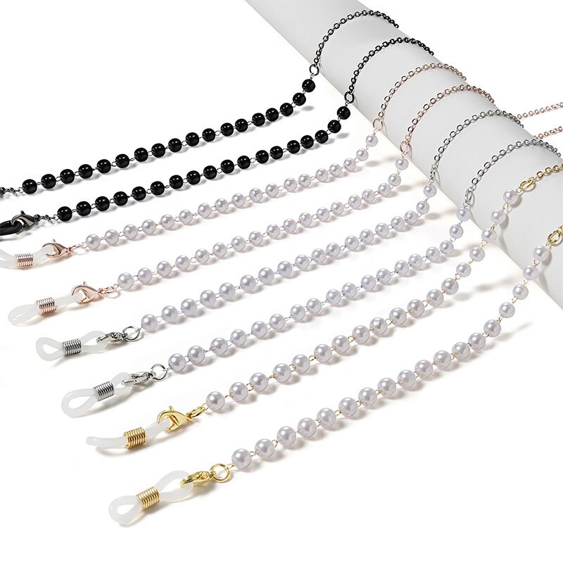 Koreaanse Vintage Crystal Pearl Hanger Ketting Masker Ketting Strap Hang Op Hals Glazen Houder Touw Voor Vrouwen