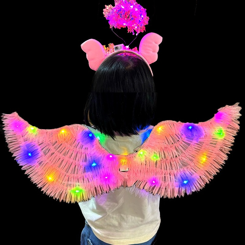 Fe-vinger til piger, lysende engel, sommerfugl, led-fe-kostume, halloween-udklædning, festgave, cosplay-kostumer: Xs / Guld