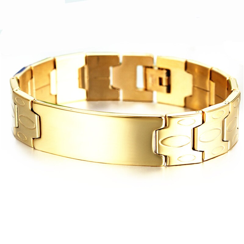 Herrenschmuck, schlichtes, elegantes herren-Ich würde-Armbinde, silberfarben, goldfarben, edelstahl, 16mm zoll breit, pulseras hombre , 8.1 zoll