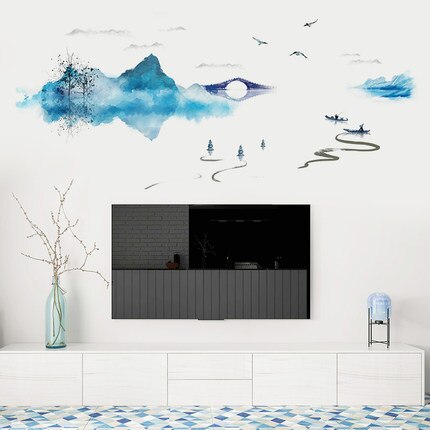 Kinesisk stil wallstickers soveværelse dekorative vinyl decals boligtilbehør stue fliser væg panel dør sticker tapet