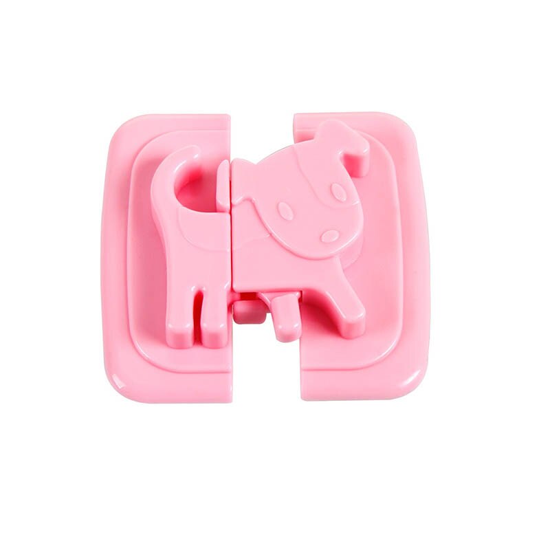 Verrou de sécurité en plastique pour enfants et bébés, 1 pièce, multifonction, pour réfrigérateur, toilettes, accessoires de porte d'armoire en forme de chiot: Rose