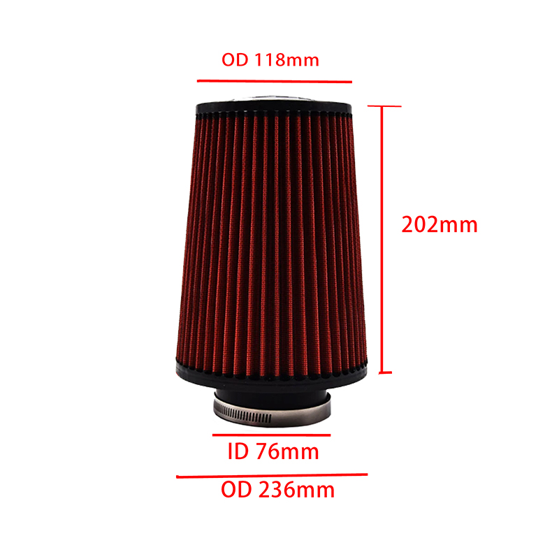 60MM 70MM 76MM Air Filter High Flow Cold Air Intake Universal Filters Vehicles Air Filters Car Accessories: Red