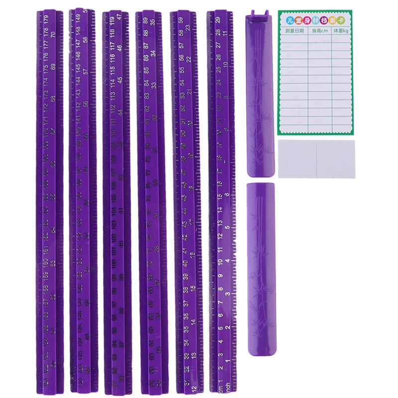 Pegatinas de pared para medir la altura de los niños, pegatina extraíble para pared, calcomanías 3D para medir estatura, medidor de altura con cinta de doble cara, tarjeta de grabación: Purple / 180X2.1X0.6cm