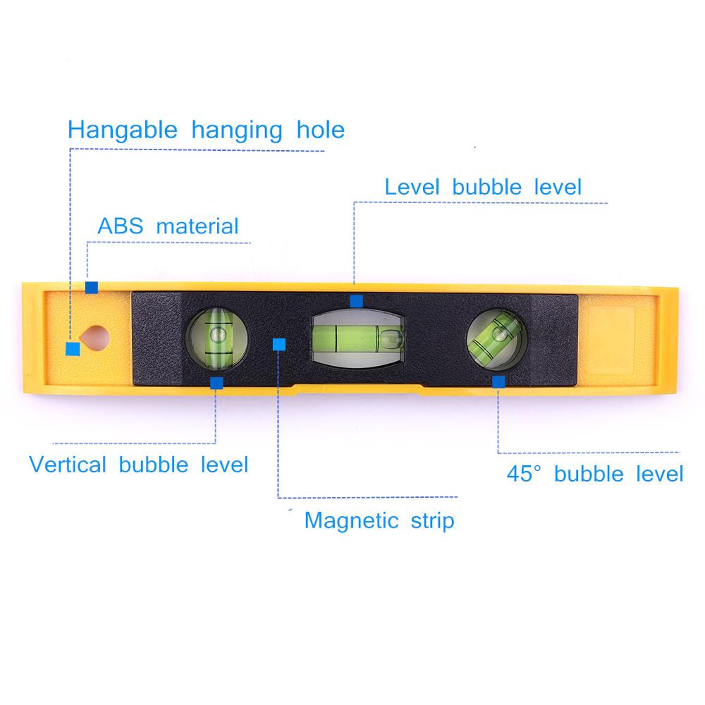 230mm 9.06 Inch Spirit Level Bubble Ruler Magnetic 3 Level Bubble Vertical/Horizontal/45 degree Level Measuring Instruments