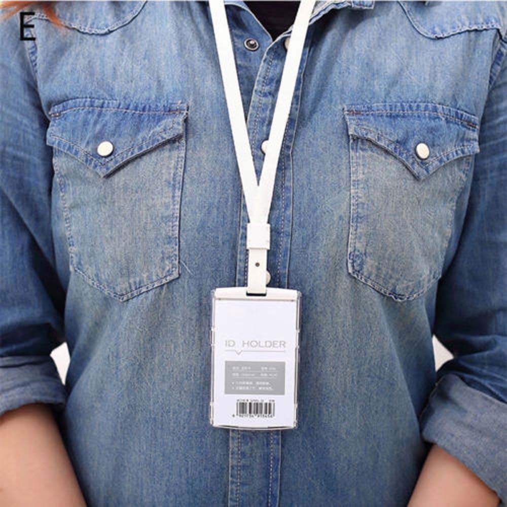 Kredit id-kort badge holder hård plast lomme pass sag halsrem lanyard indehavere id badge indehavere tilbehør: Lodret-hvid