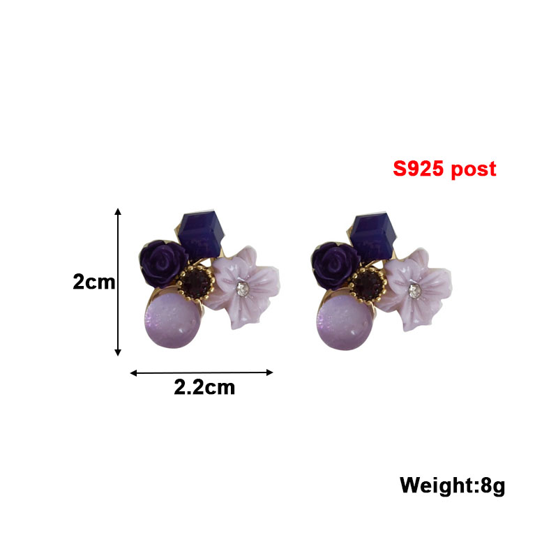 Taro-Boucles d'oreilles à tige fleur violette pour femmes, boule ronde en cristal, mini boucles d'oreilles mignonnes pour filles, bijoux d'oreille à la