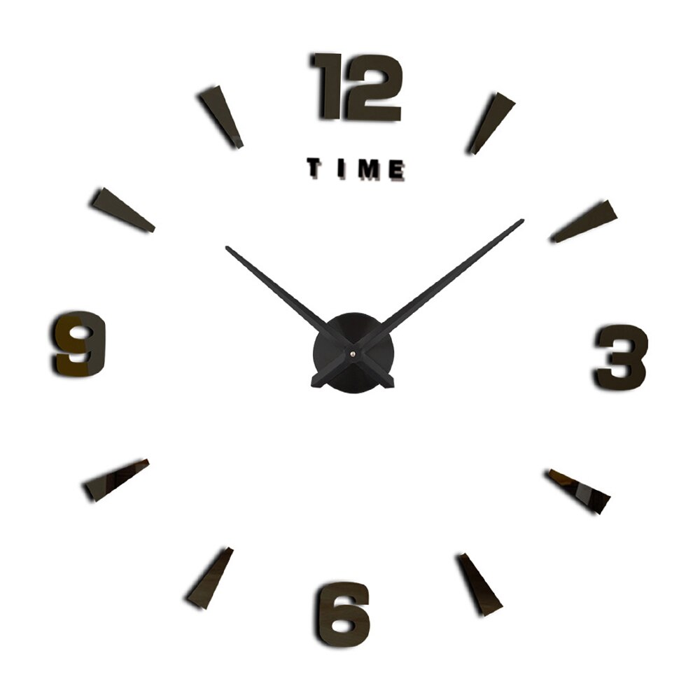 Reloj de pared 3D moderno sin marco, cronógrafo con pegatina de pared, para hogar, oficina, Hotel, restaurante, escuela, decoración, reloj grande: Negro / Large