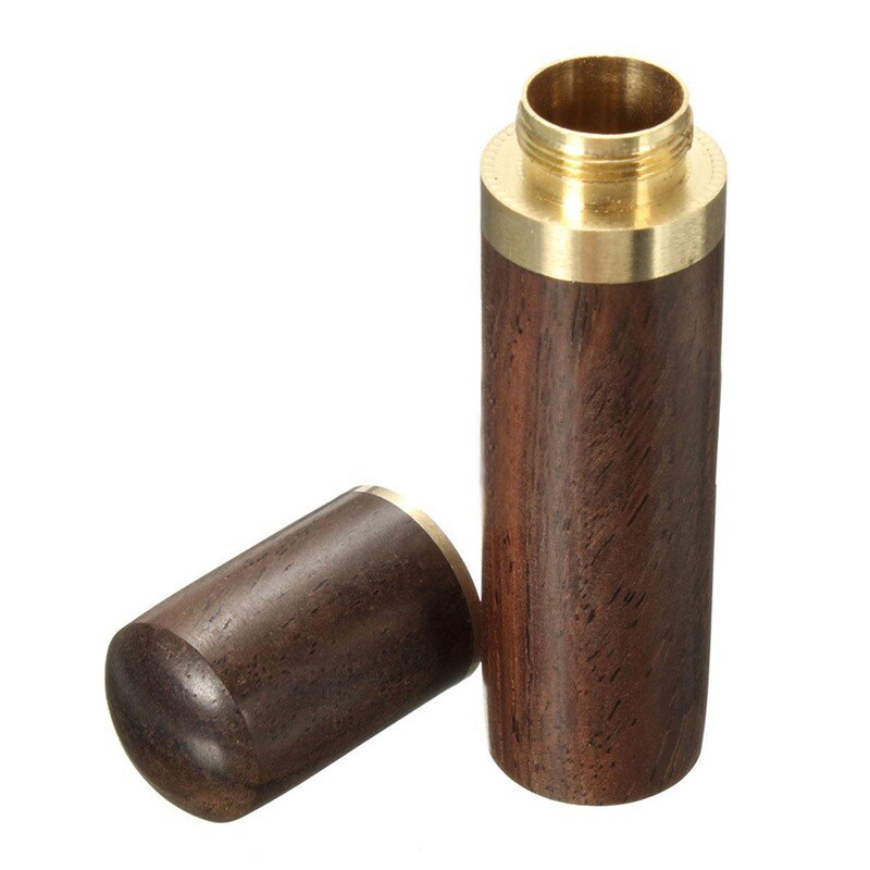 Tannpirkerholder i ibenholt tre bøtte miniboks vandring bærbart håndverk håndlaget 8*1.8cm: misligholde tittel