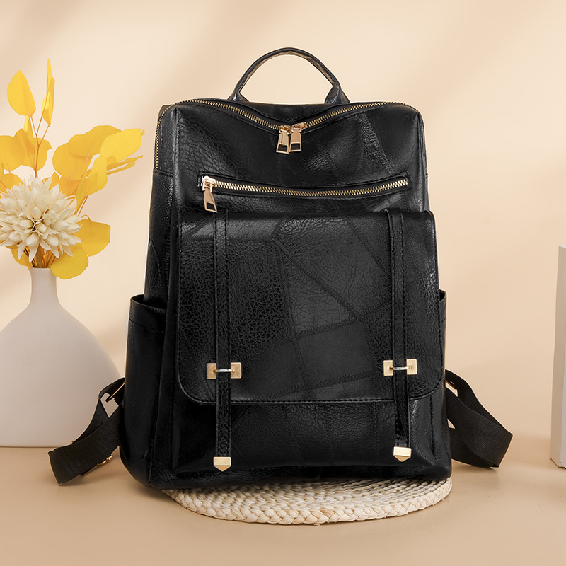Trendiger Damen-Rucksack, Jahrgang-Pu-Leder, Tagesrucksack, braun, lässige Reisetasche, retro-Studenten-Schultasche, Sack: Himmel Blau