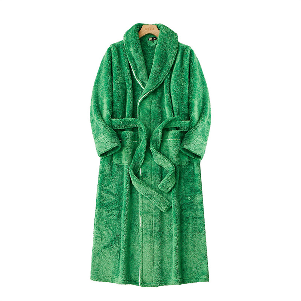 Flanell nattøy høst vinter varm nattkjole morgenkåpe langermet belte korall fløyel loungewear morgenkåpe: Xxxl / Himmelblå