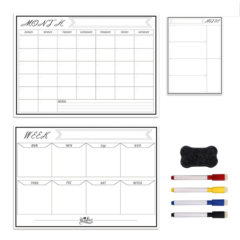 Dagelijkse Week Maand Plan Magnetische Kalender Whiteboard Sticker Flexibele Bericht Notities Boord Koelkast Stickers Set Thuis Decore: 04 set